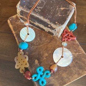 Gorgeous Boho Artsy Necklace on Suede Cording